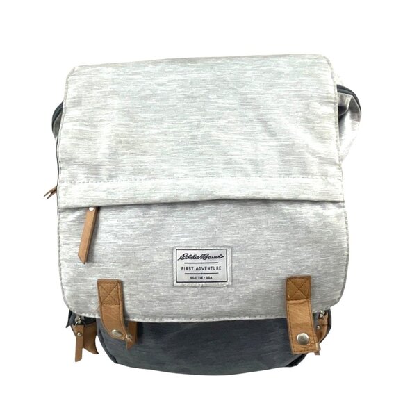 Eddie Bauer First Adventure Diaper Backpack Gray Tan Modern Design Travel - Picture 1 of 9